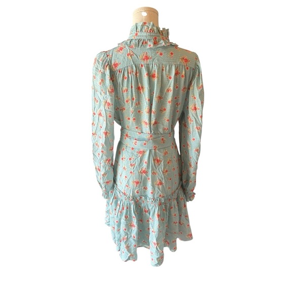 Hunter Bell - Blue Ikat Flower Blakely Dress 100% Silk Sz M - Picture 6 of 10